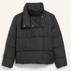 old navy water resistant double breasted puffer jacket black